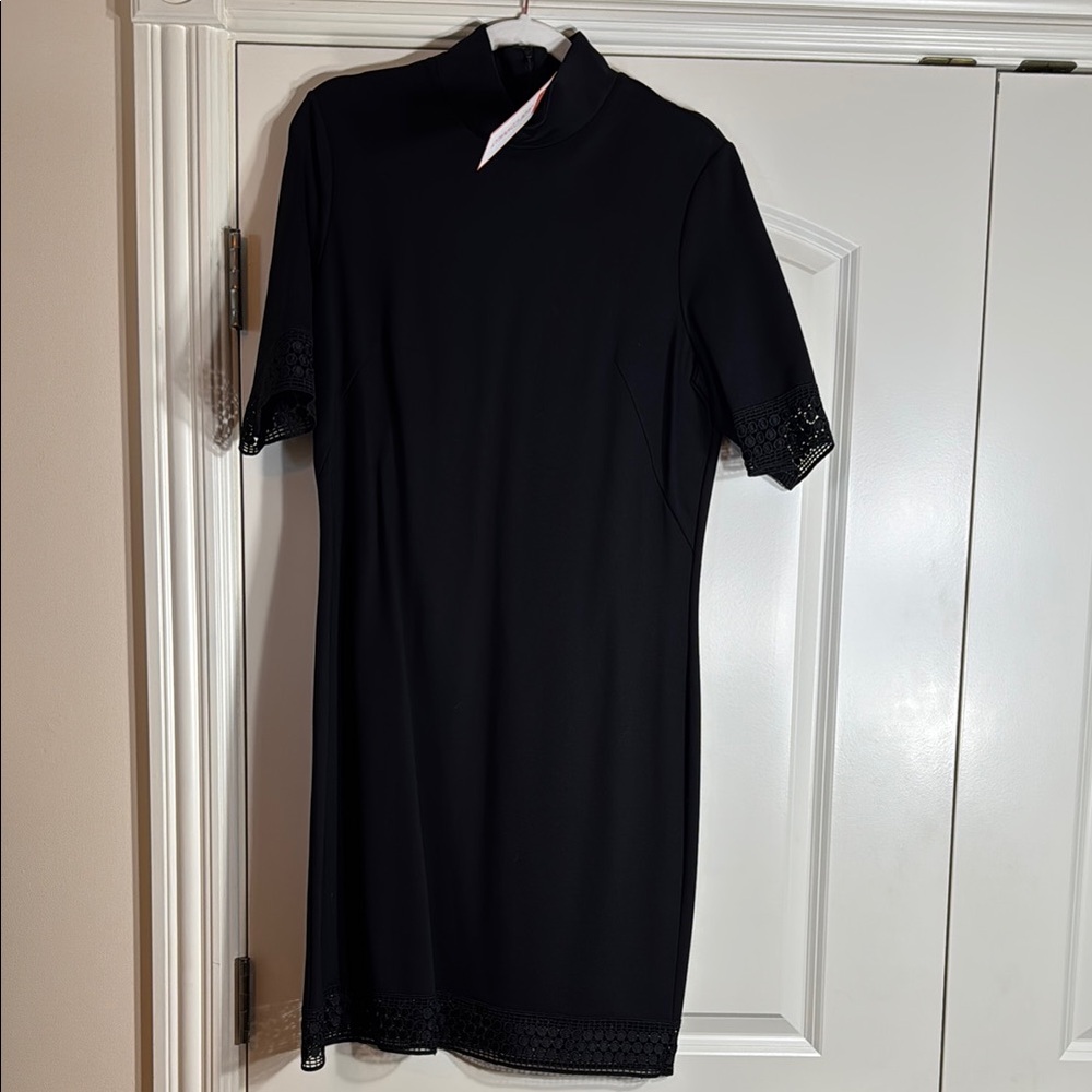 Jude Connally Mock Neck Black Dress